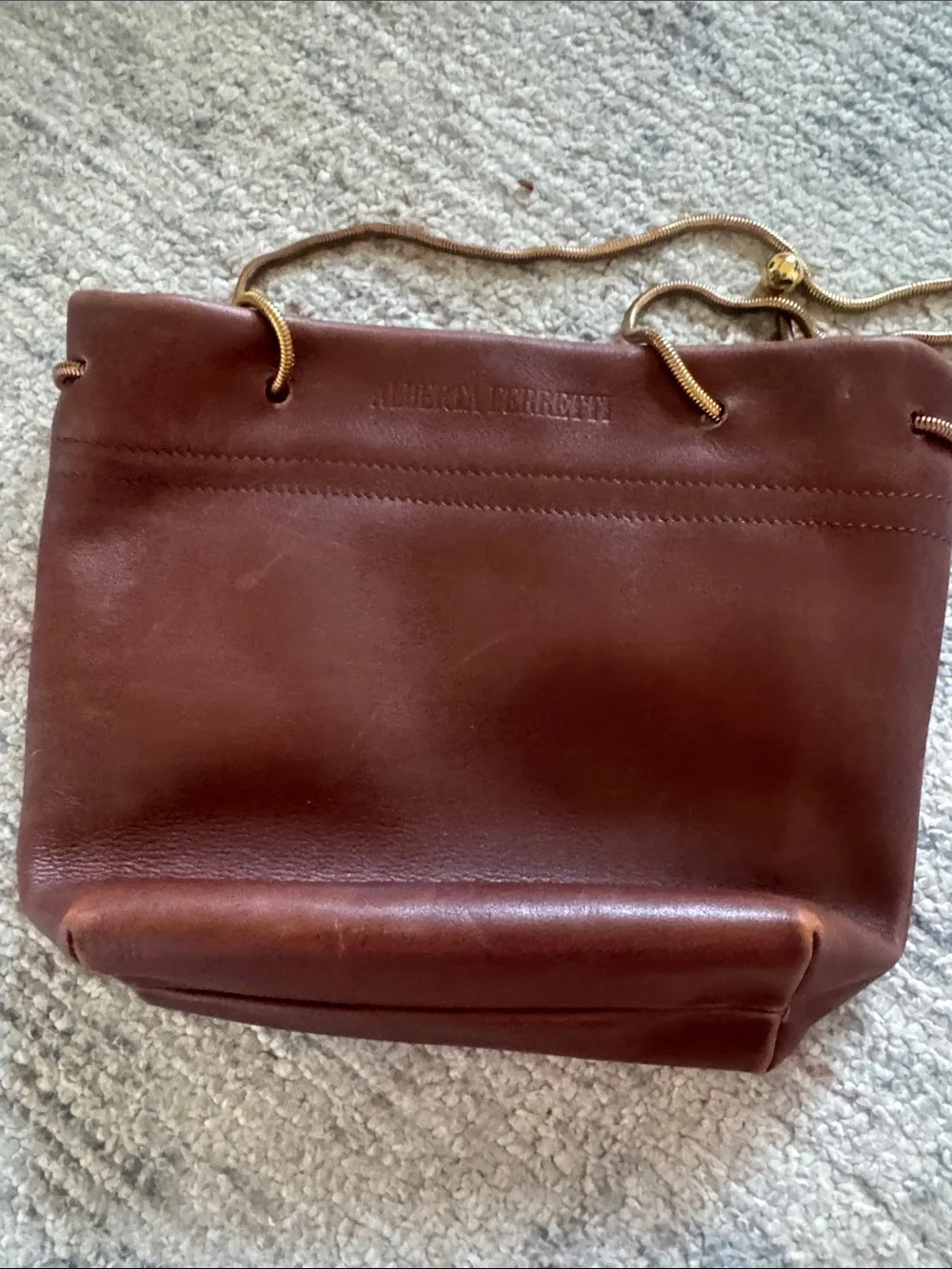 Alberta Ferretti Brown Leather Crossbody with Gold Cord Strap